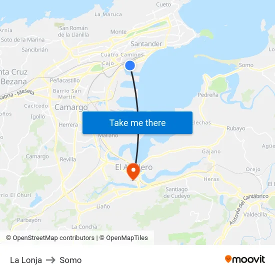 La Lonja to Somo map