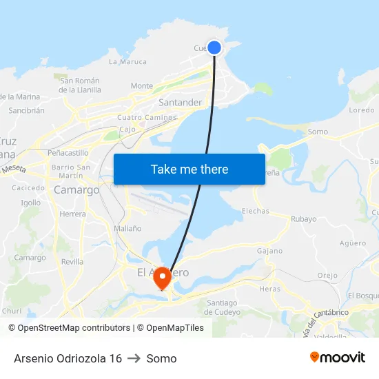 Arsenio Odriozola 16 to Somo map