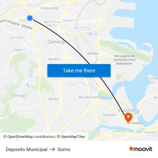 Deposito Municipal to Somo map