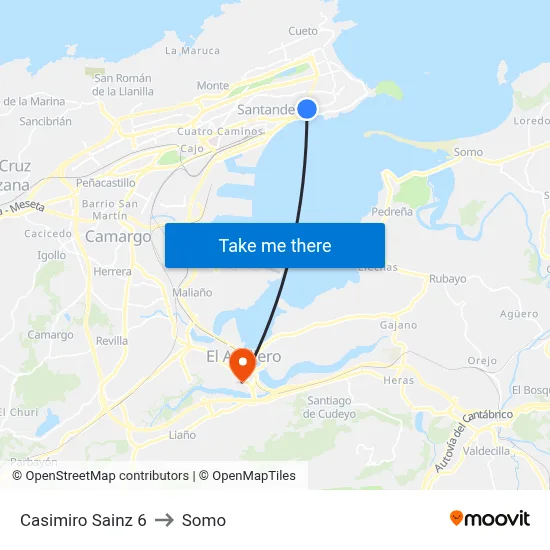 Casimiro Sainz 6 to Somo map