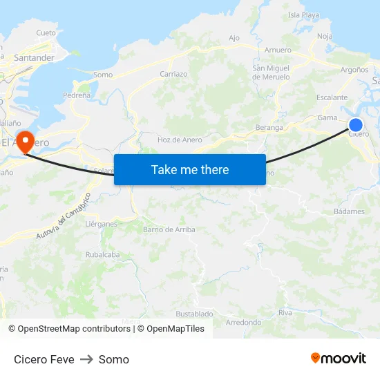 Cicero Feve to Somo map