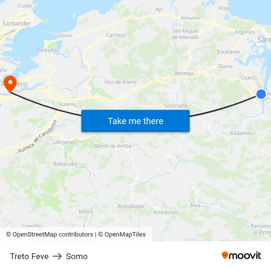 Treto Feve to Somo map