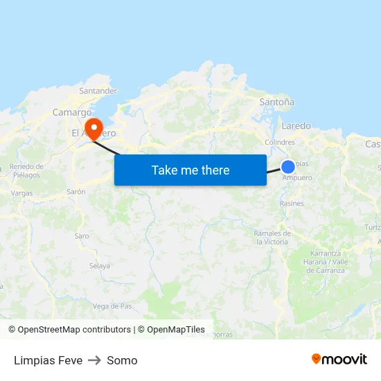Limpias Feve to Somo map