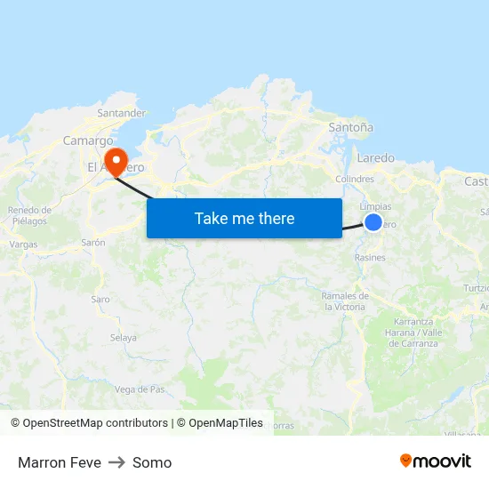 Marron Feve to Somo map