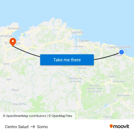 Centro Salud to Somo map