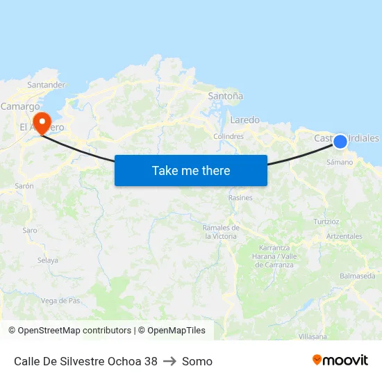 Calle De Silvestre Ochoa 38 to Somo map