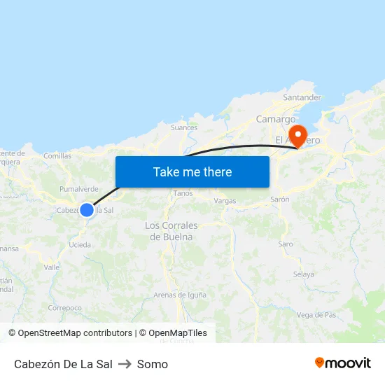 Cabezón De La Sal to Somo map