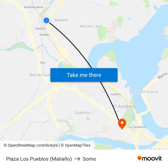 Plaza Los Pueblos (Maliaño) to Somo map