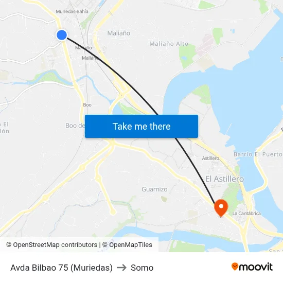 Avda Bilbao 75 (Muriedas) to Somo map
