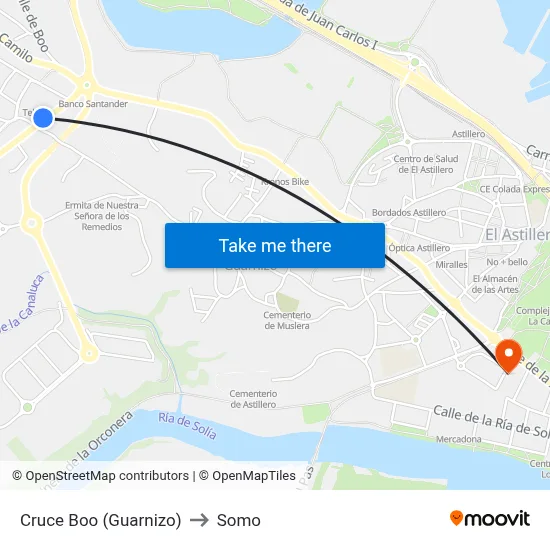 Cruce Boo (Guarnizo) to Somo map
