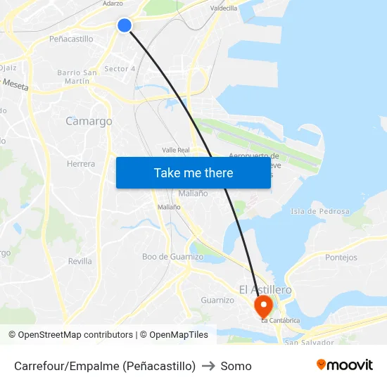 Carrefour/Empalme (Peñacastillo) to Somo map