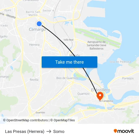 Las Presas (Herrera) to Somo map