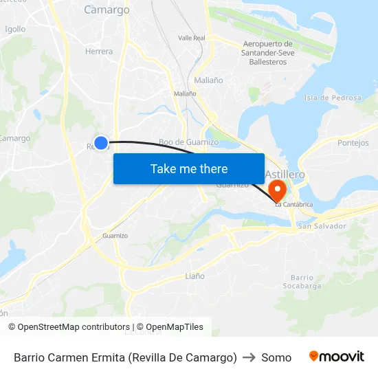 Barrio Carmen Ermita (Revilla De Camargo) to Somo map