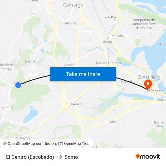 El Centro (Escobedo) to Somo map