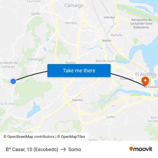 Bº Casar, 10 (Escobedo) to Somo map