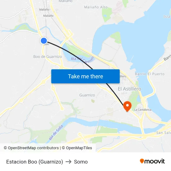Estacion Boo (Guarnizo) to Somo map