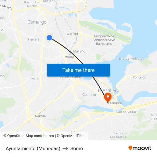 Ayuntamiento (Muriedas) to Somo map