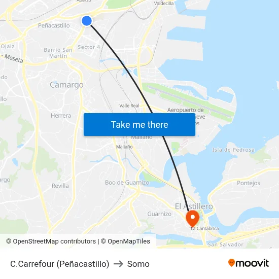 C.Carrefour (Peñacastillo) to Somo map
