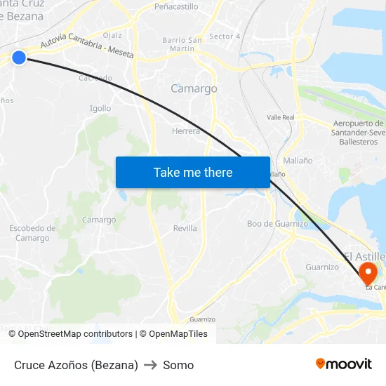 Cruce Azoños (Bezana) to Somo map