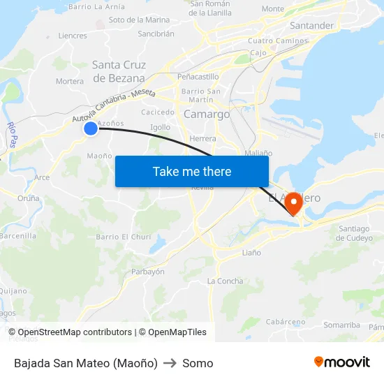 Bajada San Mateo (Maoño) to Somo map