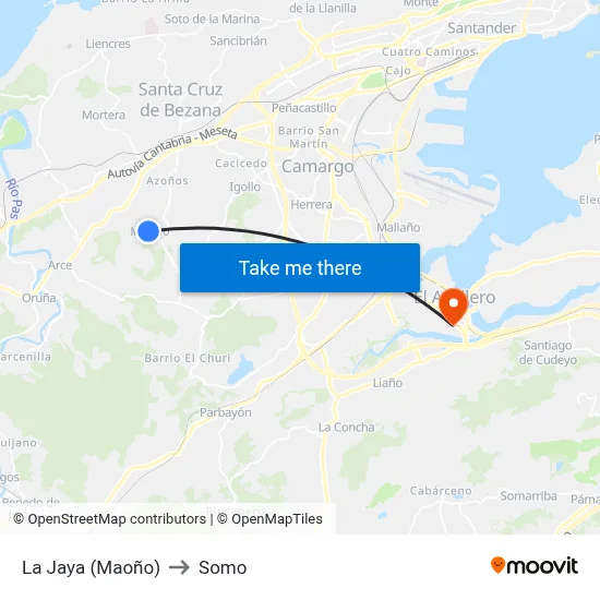 La Jaya (Maoño) to Somo map