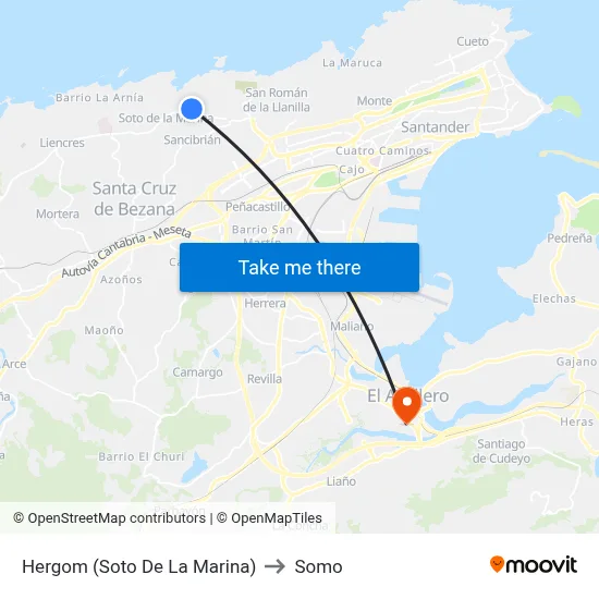 Hergom (Soto De La Marina) to Somo map