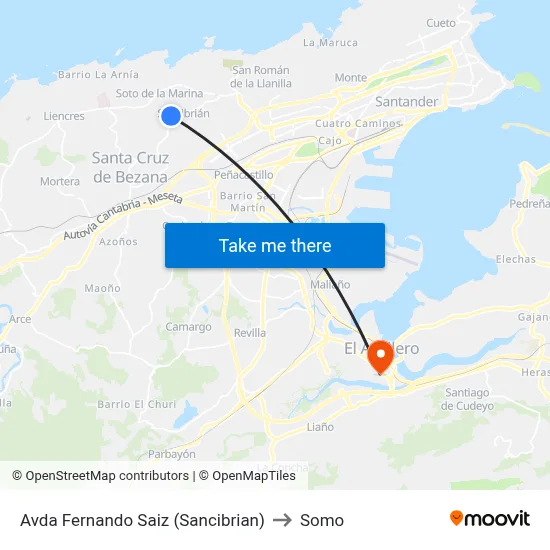 Avda Fernando Saiz (Sancibrian) to Somo map
