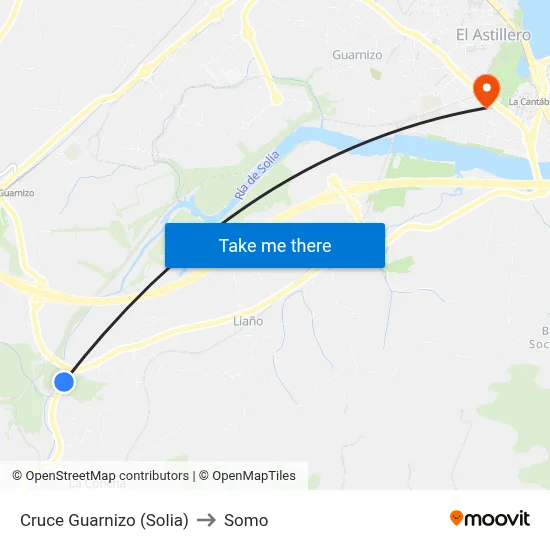 Cruce Guarnizo (Solia) to Somo map