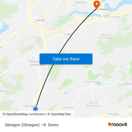 Obregon (Obregon) to Somo map