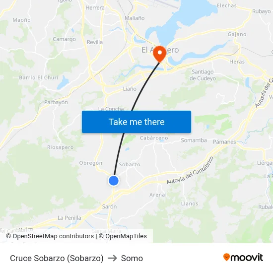 Cruce Sobarzo (Sobarzo) to Somo map