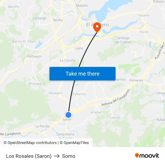 Los Rosales (Saron) to Somo map