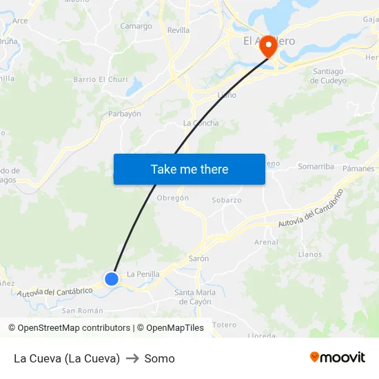 La Cueva (La Cueva) to Somo map