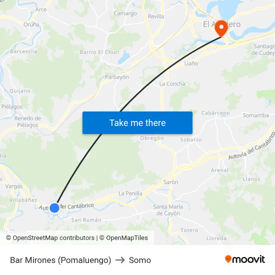 Bar Mirones (Pomaluengo) to Somo map