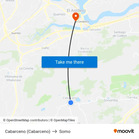 Cabarceno (Cabarceno) to Somo map