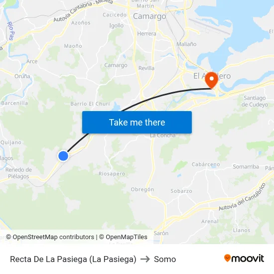 Recta De La Pasiega (La Pasiega) to Somo map