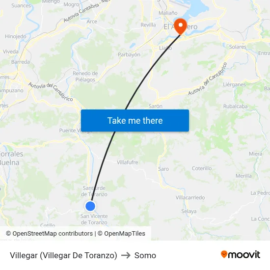 Villegar (Villegar De Toranzo) to Somo map