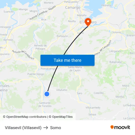 Villasevil (Villasevil) to Somo map