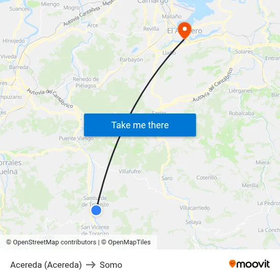 Acereda (Acereda) to Somo map
