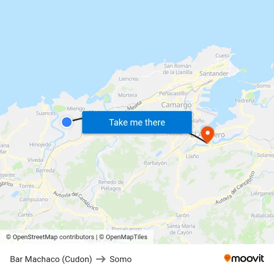 Bar Machaco (Cudon) to Somo map