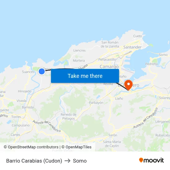 Barrio Carabias (Cudon) to Somo map