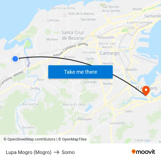Lupa Mogro (Mogro) to Somo map
