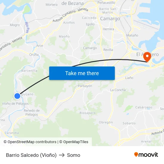 Barrio Salcedo (Vioño) to Somo map