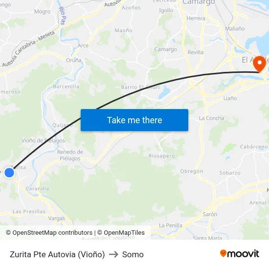Zurita Pte Autovia (Vioño) to Somo map