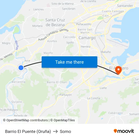 Barrio El Puente (Oruña) to Somo map