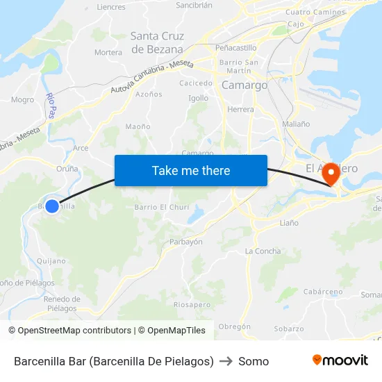 Barcenilla Bar (Barcenilla De Pielagos) to Somo map