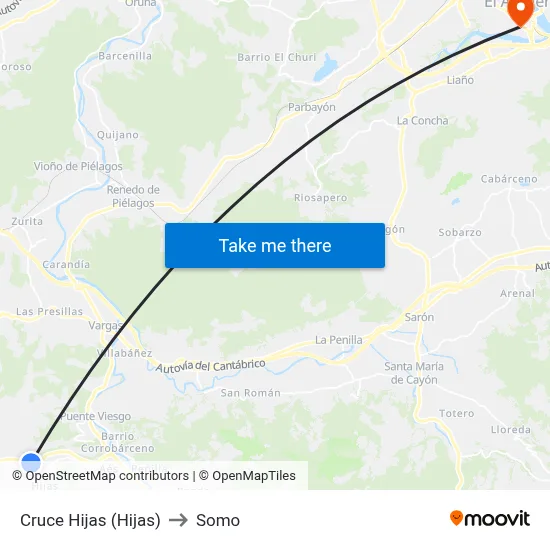 Cruce Hijas (Hijas) to Somo map
