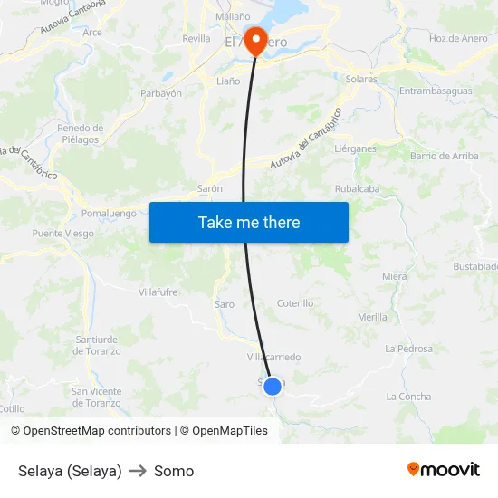 Selaya (Selaya) to Somo map