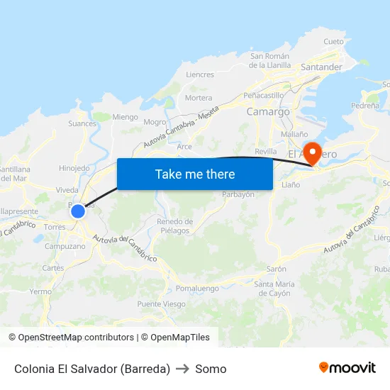 Colonia El Salvador (Barreda) to Somo map