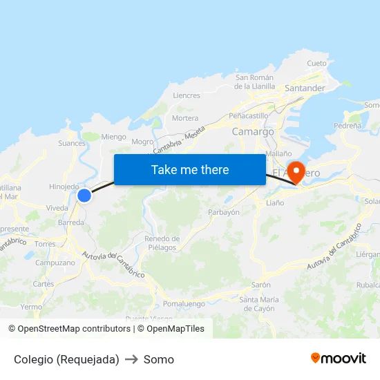 Colegio (Requejada) to Somo map