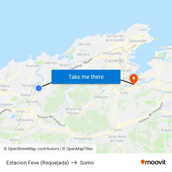 Estacion Feve (Requejada) to Somo map